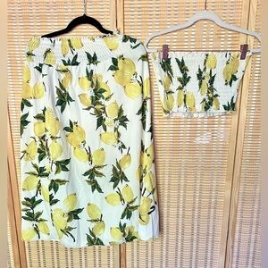 SIZE M NWOT Lemon Print Skirt Set